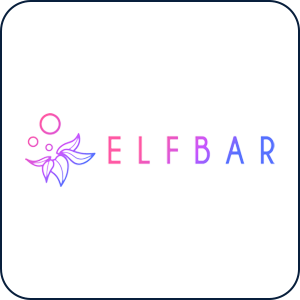 Elf Bar-logo med rosa og lilla nyanser og stilisert bladdesign